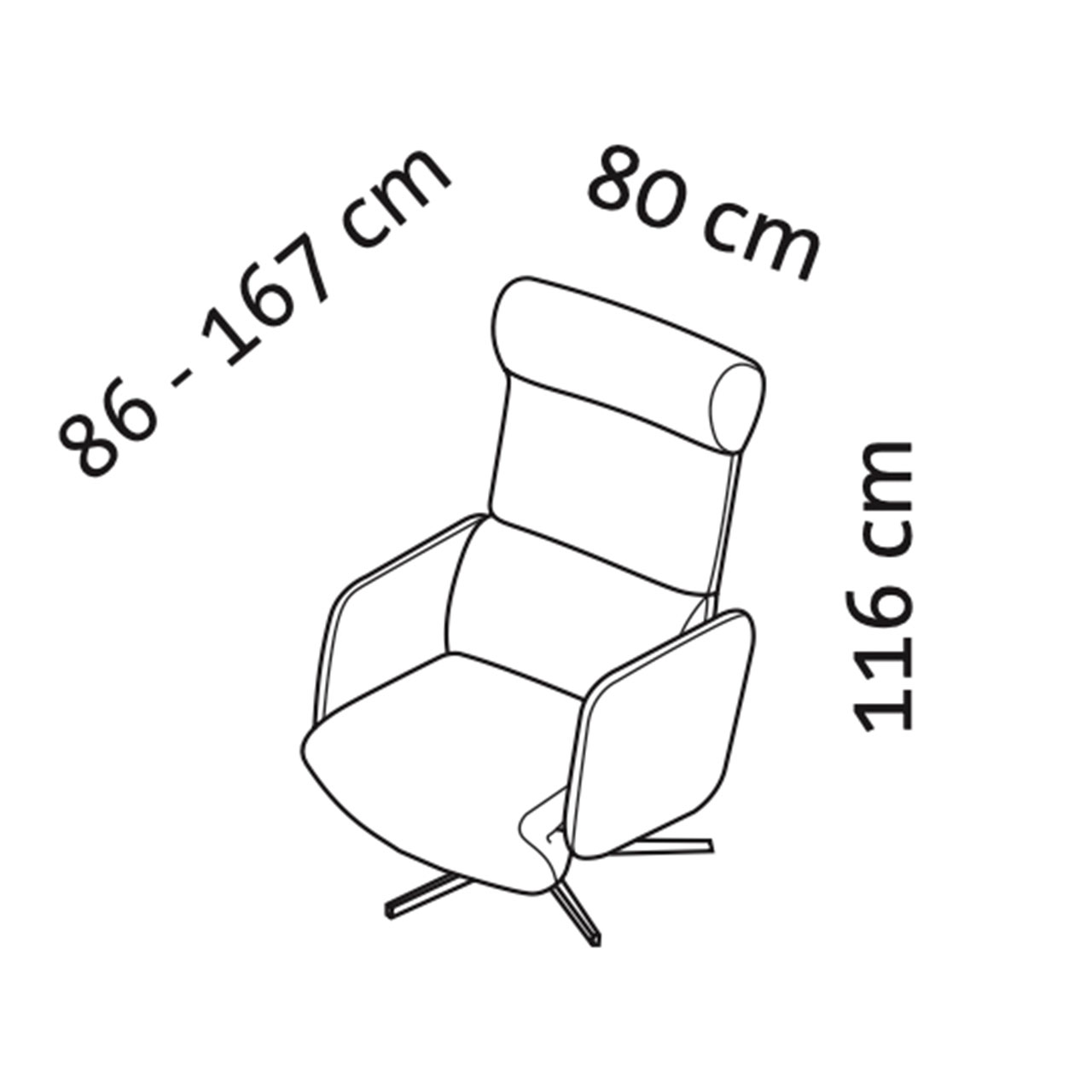 Brühl tele-marc Sessel 74801 - Maßzeichnung
