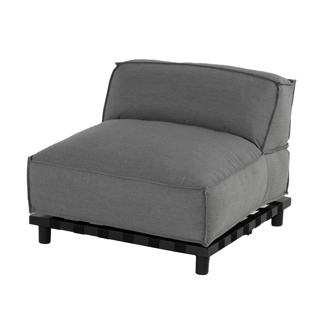 Schöner Wohnen - Gartenlounge Vlieland Sessel Gartenlounge Vlieland Sessel oder Zwischenelement mit schwarzen Metalluntergestell und wetterbeständigen grauen Sunbrella Stoff.