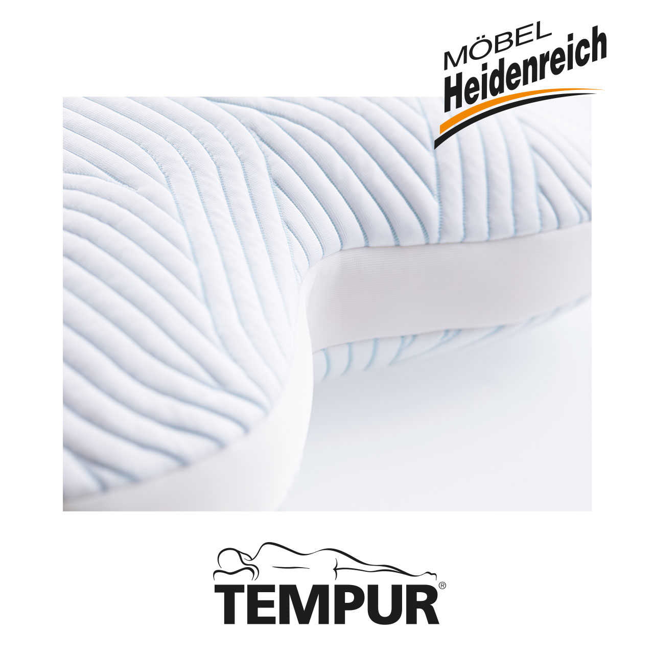 Tempur - All-around Schlafkissen Detail Detailansicht einer Einbuchtung des Schlafkissens.