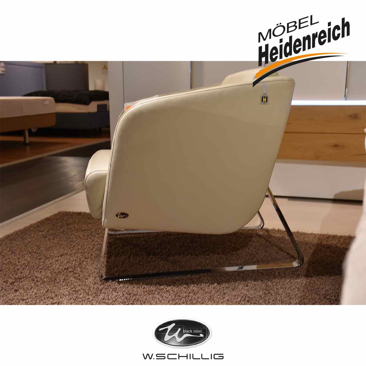 Gleicher Sessel von der Seite, die Kufen sind sichtbar.