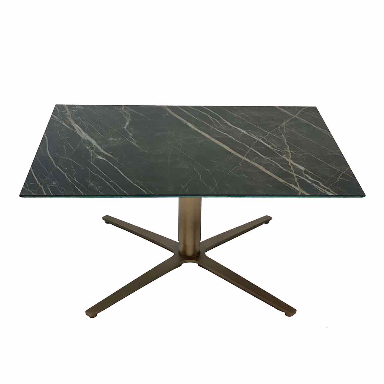 Couchtisch mit Kreuzfuß in bronze und Tischplatte Keramik noir desire