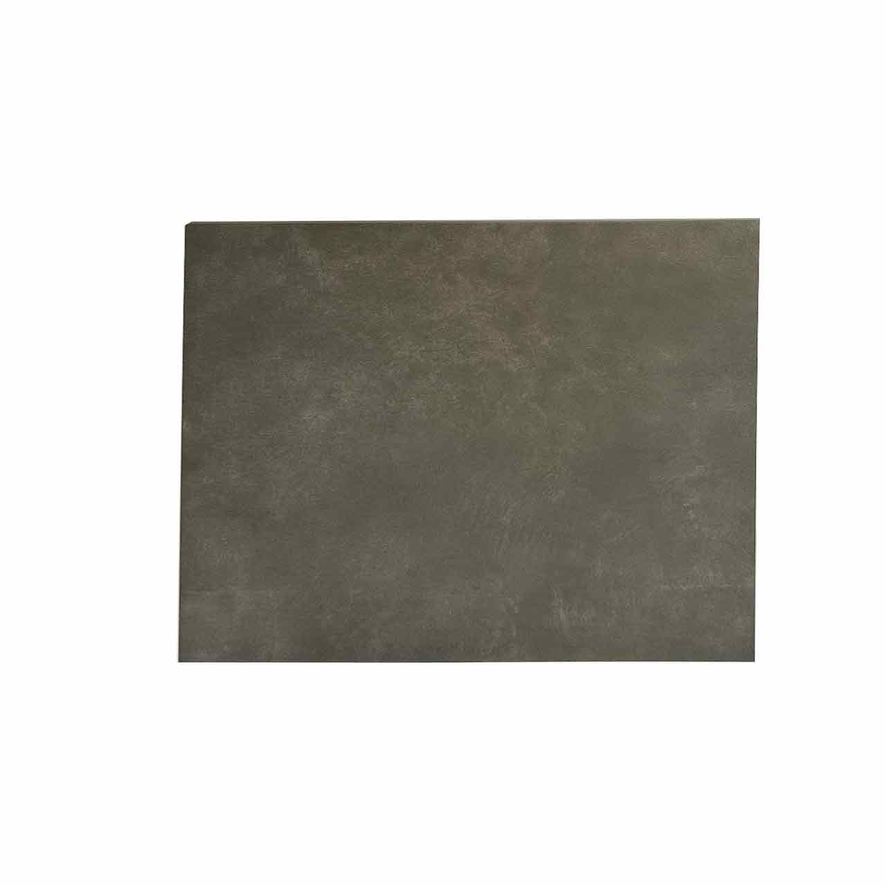 Ronald Schmitt - K172 Beistelltisch Zement dunkel Tischplatte Blick von oben auf die rechteckige grau gemaserte Keramiktischplatte.