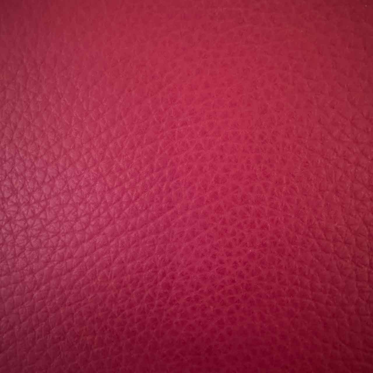 Detailansicht des roten Lederbezugs, die großen Poren sind sichtbar.