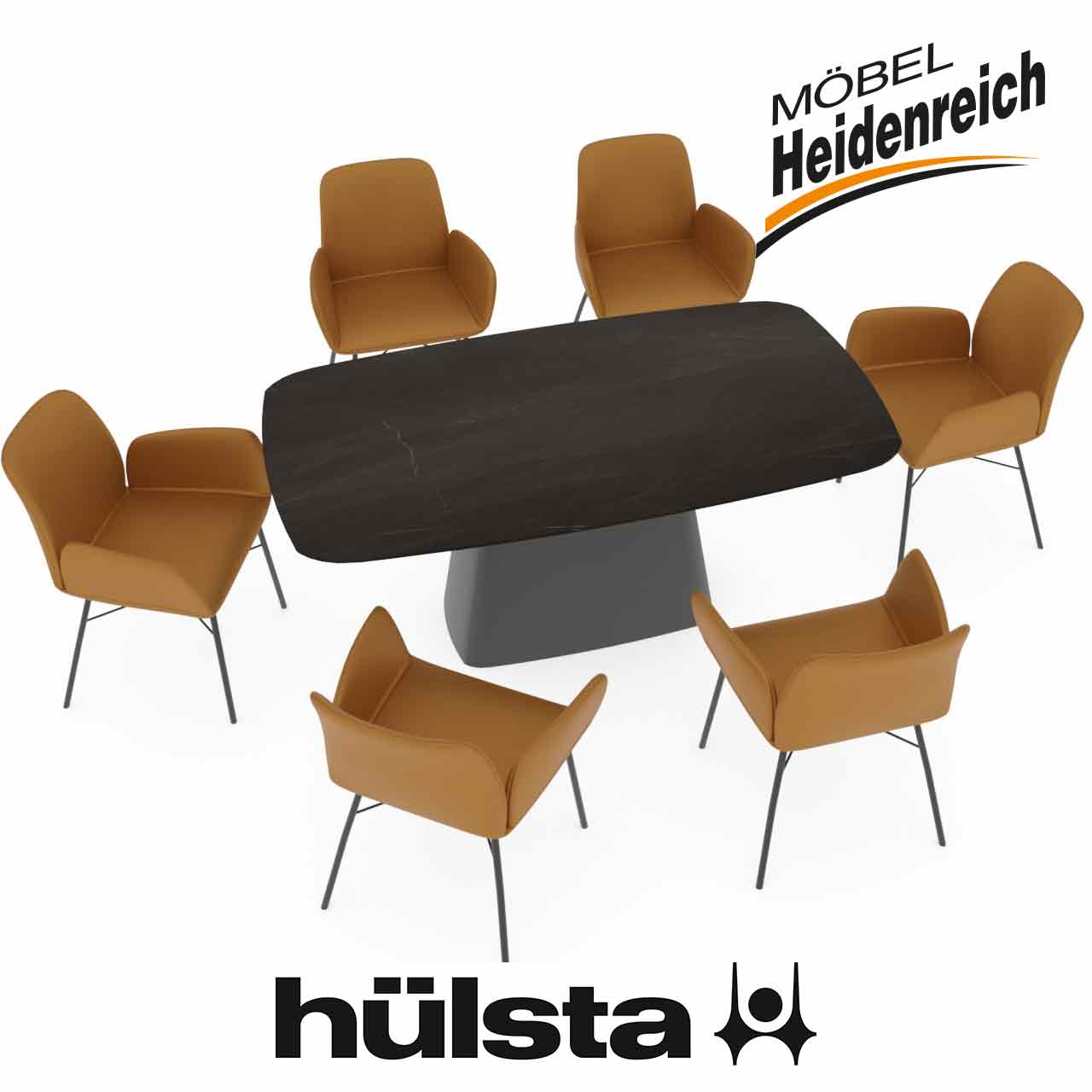 Gleiche Tischgruppe von oben aufgenommen.