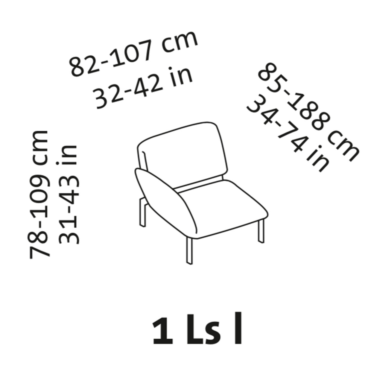 Brühl Sessel roro small 67002 - Maßzeichnung