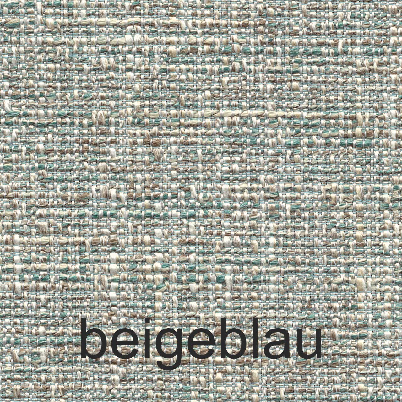 Detailansicht des Stoffes mit blauen und braunen Fäden.