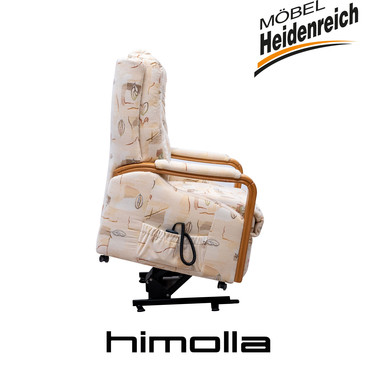Himolla Fernsehsessel gemusterter Stoff - Aufstehhilfe Gleicher Fernsehsessel nach vorne geneigt als Aufstehhilfe.