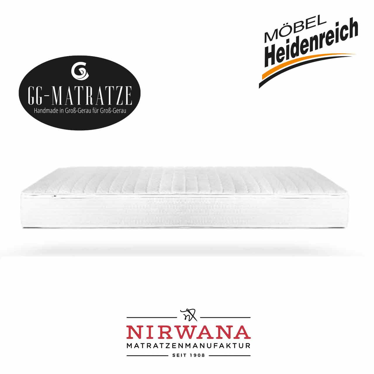 Nirwana Kaltschaum-Matratze - Gerer Bettchen Matratze in weißer Hülle von der Seite.