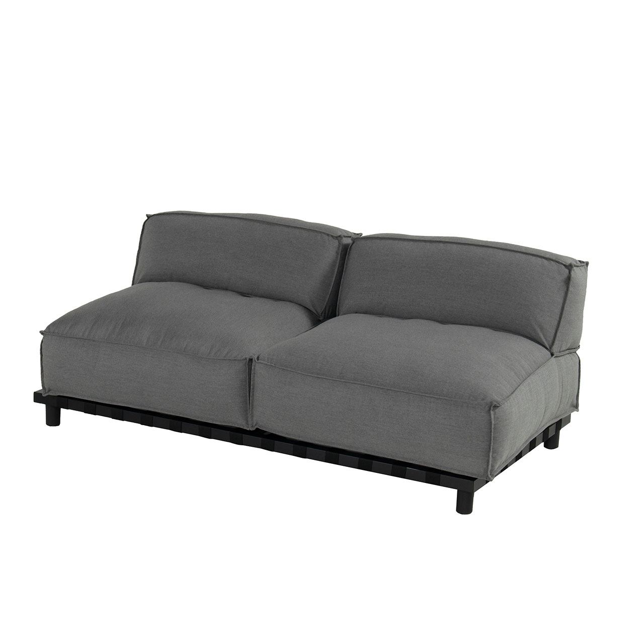 Schöner Wohnen - Gartenlounge Vlieland zwei Sitzer Gartenlounge Vlieland Zweisitzer oder Zwischenelement mit schwarzen Metalluntergestell und wetterbeständigen grauen Sunbrella Stoff.