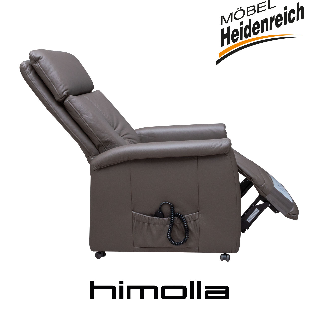 Himolla Fernsehsessel dunkles Leder - Liegeposition Gleicher Sessel in Liegeposition