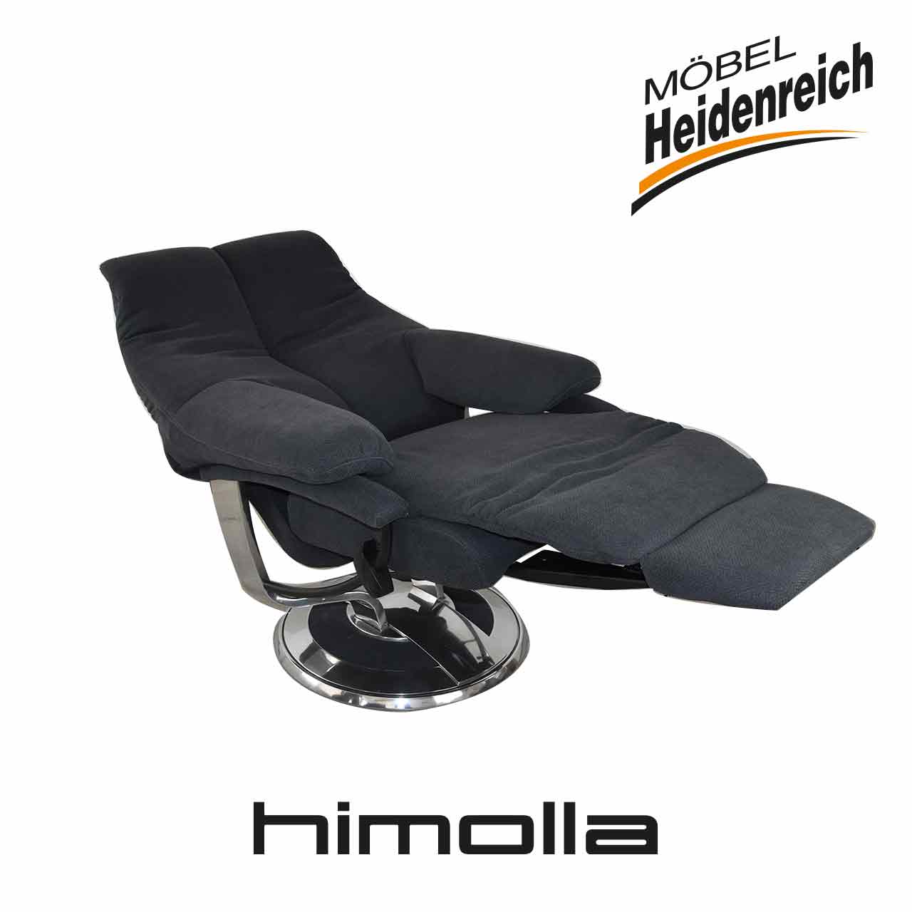 Himolla Fernsehsessel Stoff schwarz - Liegeposition Gleicher Sessel in Liegeposition.