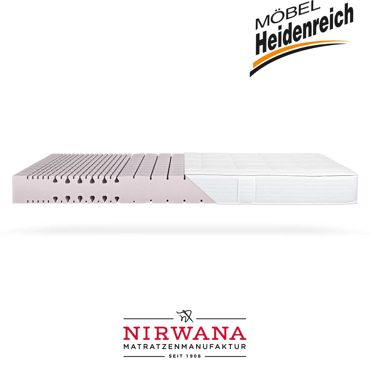 Matratze teilweise ohne umgebende Hülle.