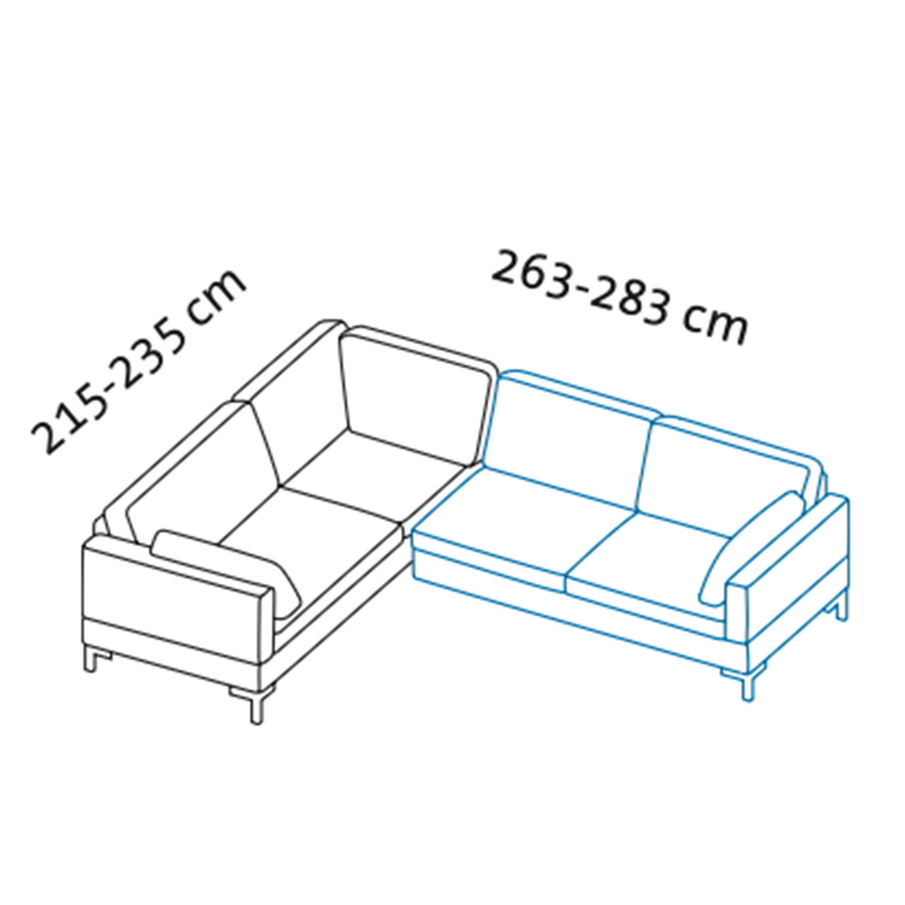 Brühl alba Ecksofa C1 + X2 - Maßzeichnung