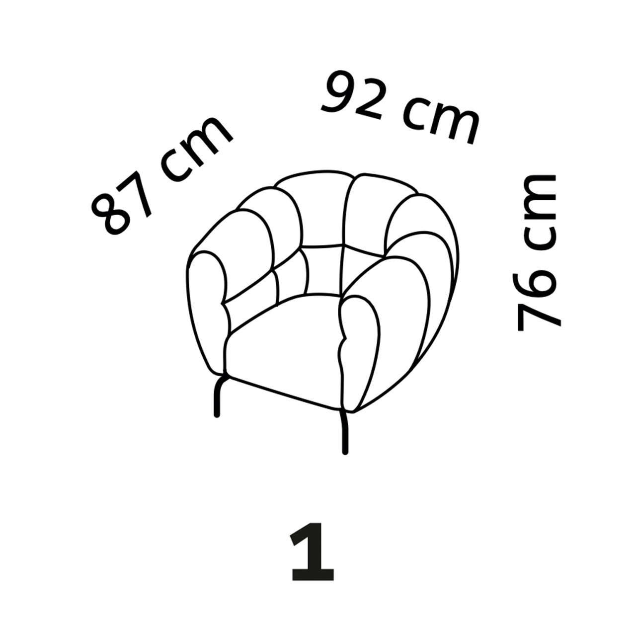 Brühl magnolia Sessel 73001 - Maßzeichnung
