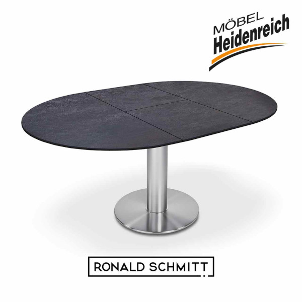 Ronald Schmitt – Esstisch Linda P 4510/E | Tischplatte Keramik Zement anthrazit, ausgezogen