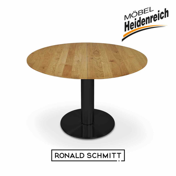 Ronald Schmitt – Esstisch Laura P 4710/E | Tischplatte Eiche geölt, Säule und Bodenplatte schwarz